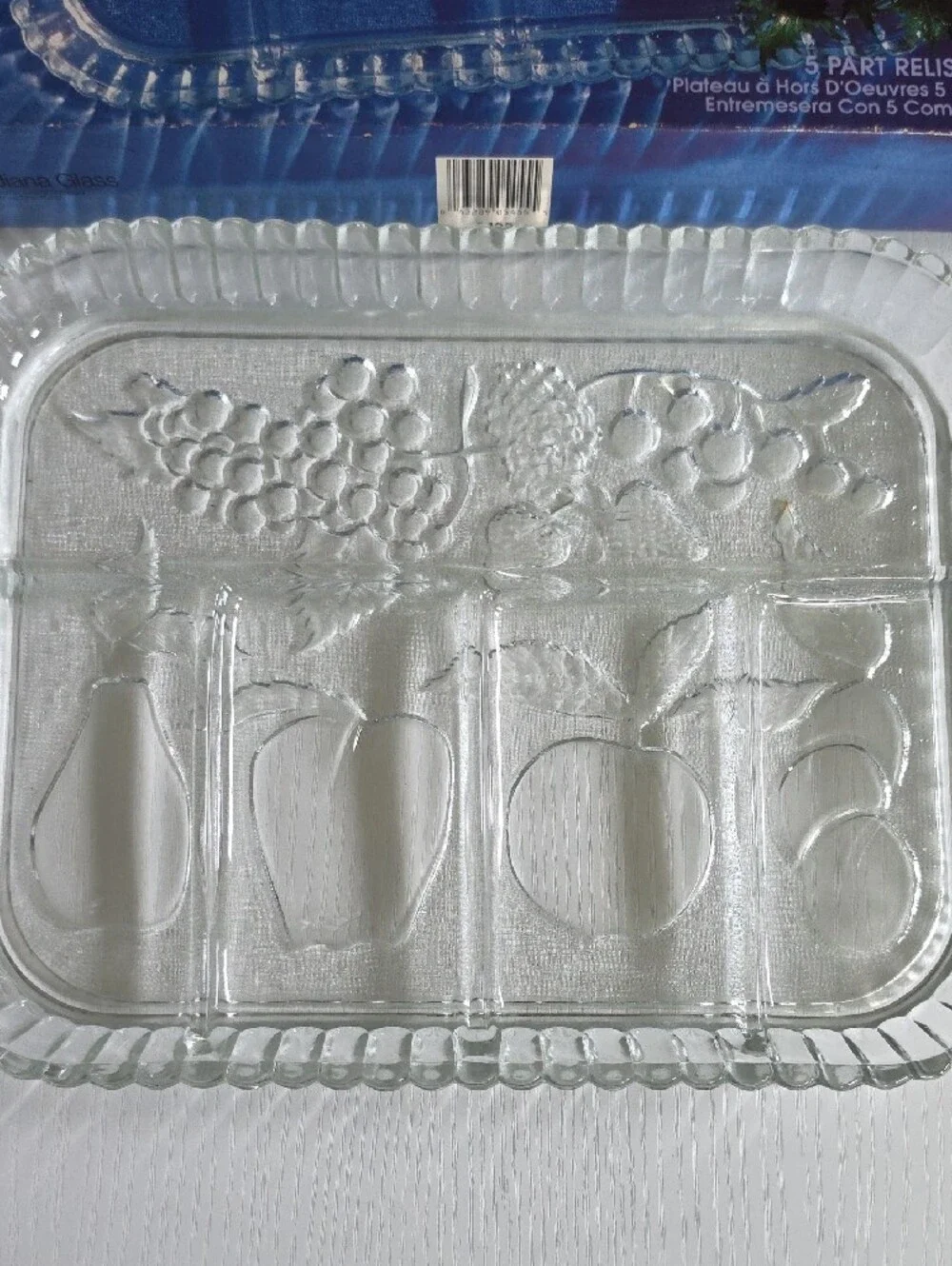 INDIANA GLASS PRESENTATIONS 5455 5 PART RELISH TRAY 9